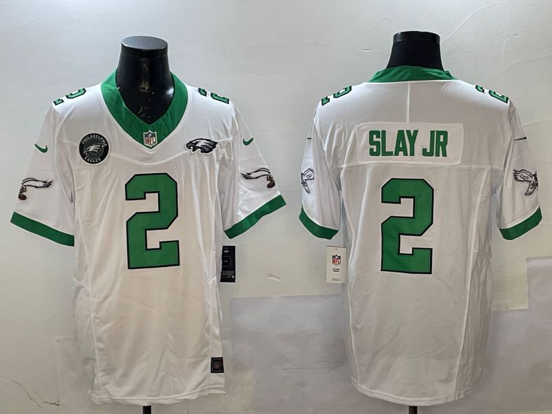 Men Philadelphia Eagles #2 Slay jr White Retro three generations 2025 Nike Vapor Limited NFL Jersey style 5